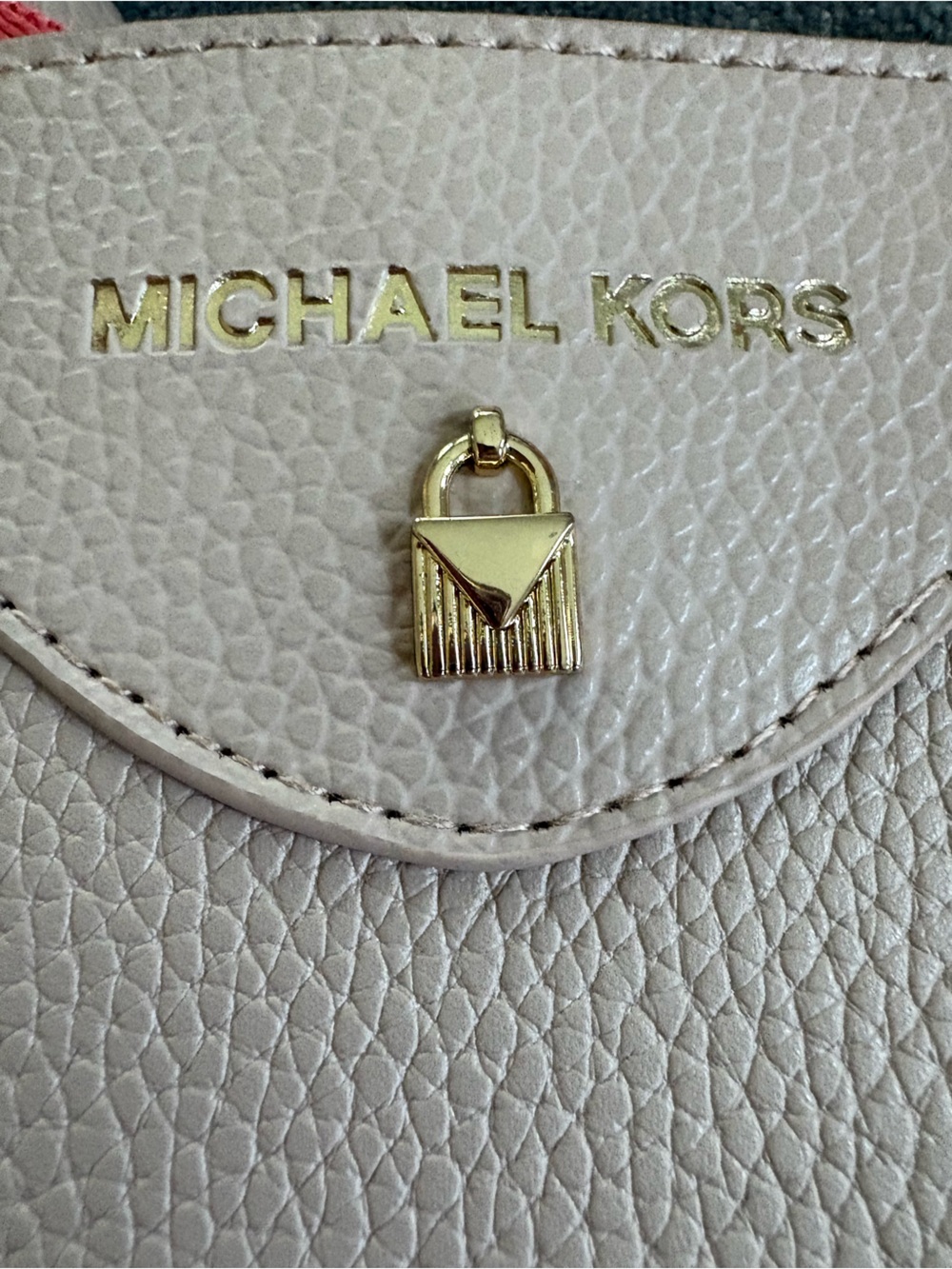 Michael Kors Blush Pink Taupe Open Tote Bag Logo Strap Shopper Travel Work - Picture 10 of 10